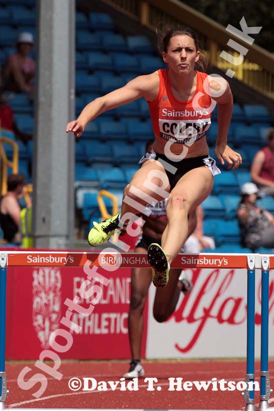 Samantha Coleby in the 400 metres hurdles at the Sainsbury's British Championships, Birmingham.